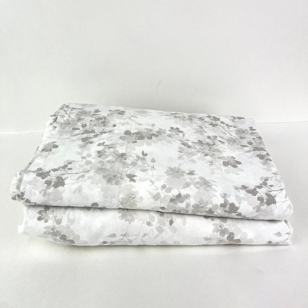 Lauren Ralph Lauren White & Grey Floral Twin Sheet Set